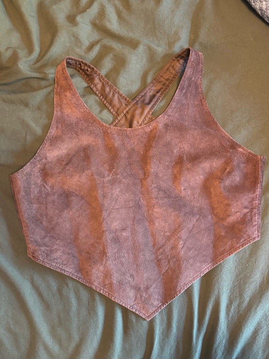 Ralph Lauren Tops - Vintage RALPH Ralph Lauren Brown Suede Leather Crossback Top, M